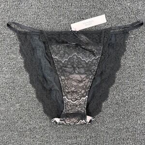 Victoria's Secret Black Lace Mesh Bikini Panty XL NWT